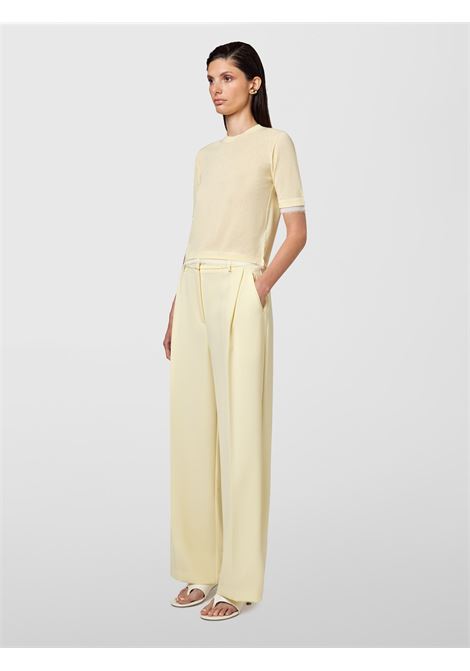 Alpha Studio Girocollo Mix Fabric in voile di cotone con profili in chiffon  Giallo ALPHA STUDIO | Maglieria | AD-6070C2012